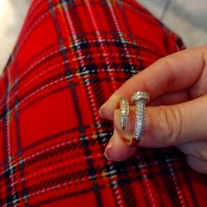 Sold sold sold 14 k gold plated nail adjustable ring zirconium nail ring